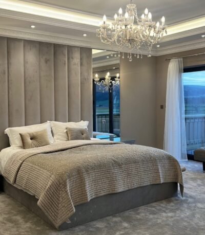 High Headboard Wall Panel Ottoman Storage Bed