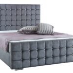 Bespoke Royal Cube Upholstered Bed - Cubed Headboard & Footboard Bed | Grey Tufted Upholstered Bed