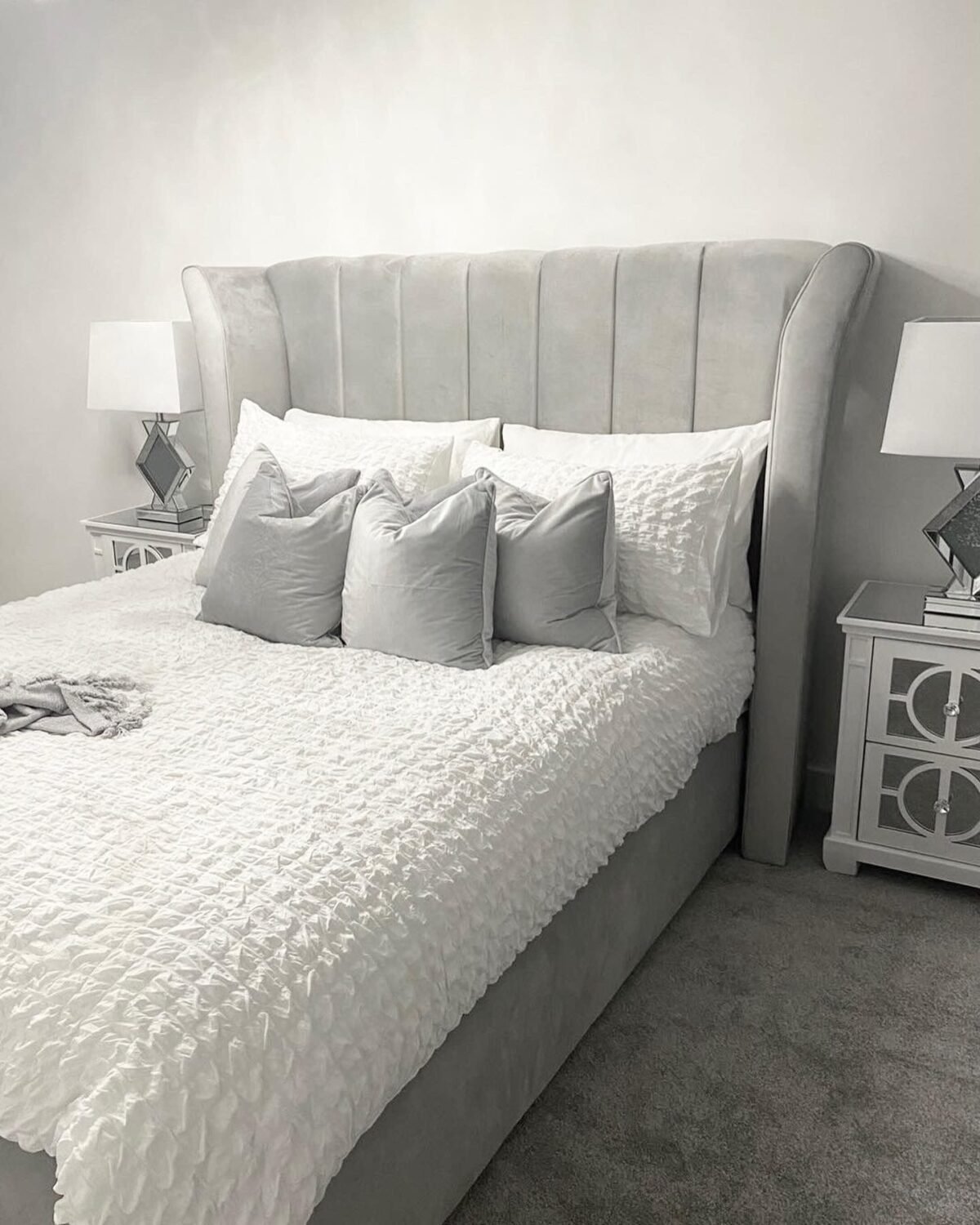 Bespoke Sasha Silver Plush Velvet Bed