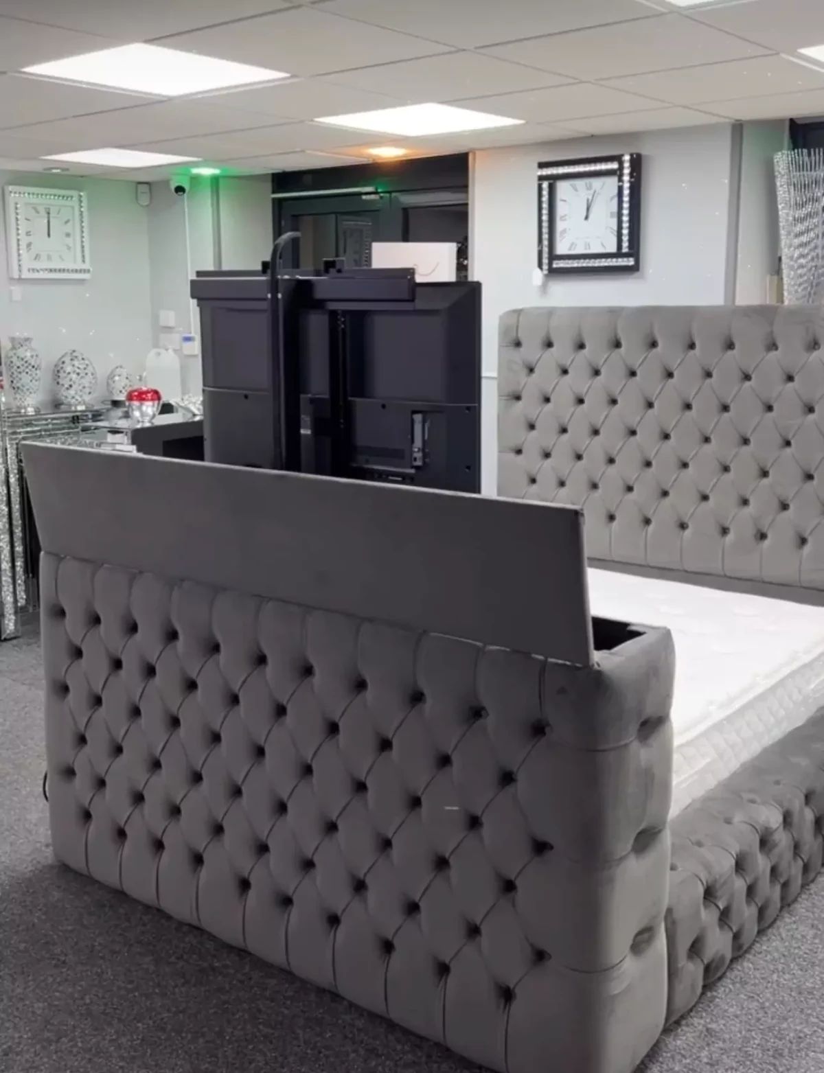 Bespoke TV Bed - Boucle, Soft, Plush & Crushed Velvet TV Bed