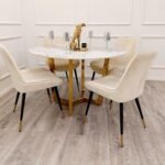 Lucia Pandora Gold Stone Round Dining Table