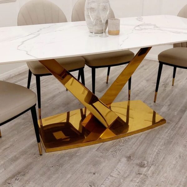 Elayna Gold White Stone Dining Table 1.8M